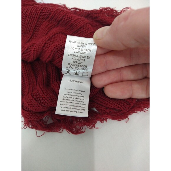 Love J Size M Distressed Cropped Short Sleeve Fringe Thrashed Red Wine Sweater - Picture 12 of 13